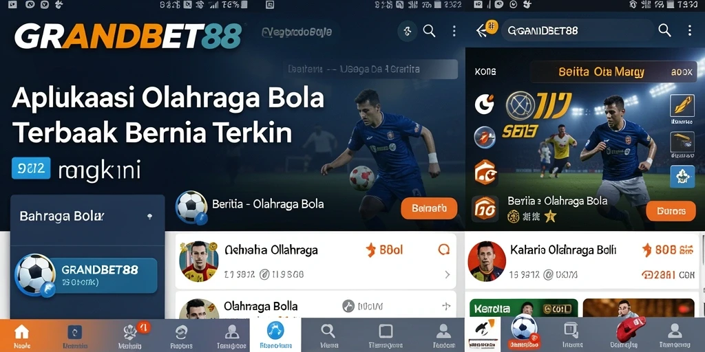Tampilan antarmuka GRANDBET88 dengan berita olahraga bola.