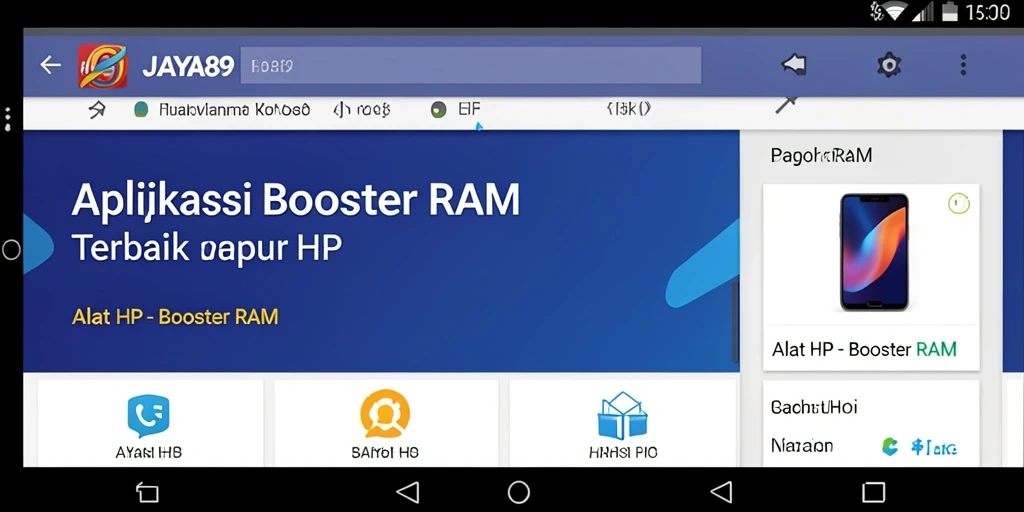 Tampilan antarmuka aplikasi JAYA89 untuk Booster RAM yang menarik dan fungsional.